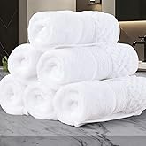 White Hotel-Grade Washcloths 6PC (12"X12",580GSM)- 100% Cotton, Ultra-Soft & Highly Absorbent, Long-Lasting Durability, Body and Face Wash Cloths, Luxury Face Towels for Bathroom,Solid White
