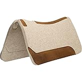 Weaver Equine Wool Blend Felt Western Saddle Pad for Horses, 30" x 30" | Shock-Absorbing Shape Helps Reduce Pressure &amp; Improve Comfort for Long Rides, Daily Training, Trail &amp; Barrel Work, Tan