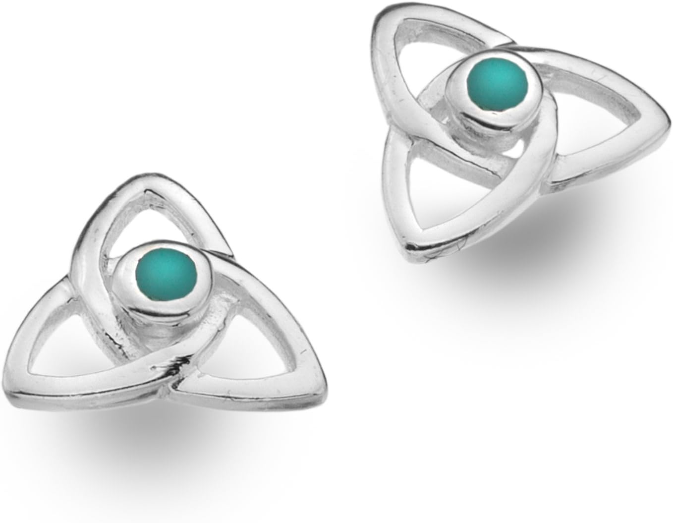 Sterling Silver Celtic Trinity Knot Turquoise Stud Earrings