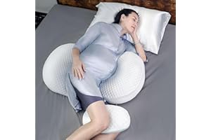 Busarilar Pregnancy Pillows for Sleeping, Maternity Pregnancy Body Pillow Support for Back, Legs, Belly, HIPS of Pregnant Women, Detachable and Adjustable with Pillow Cover