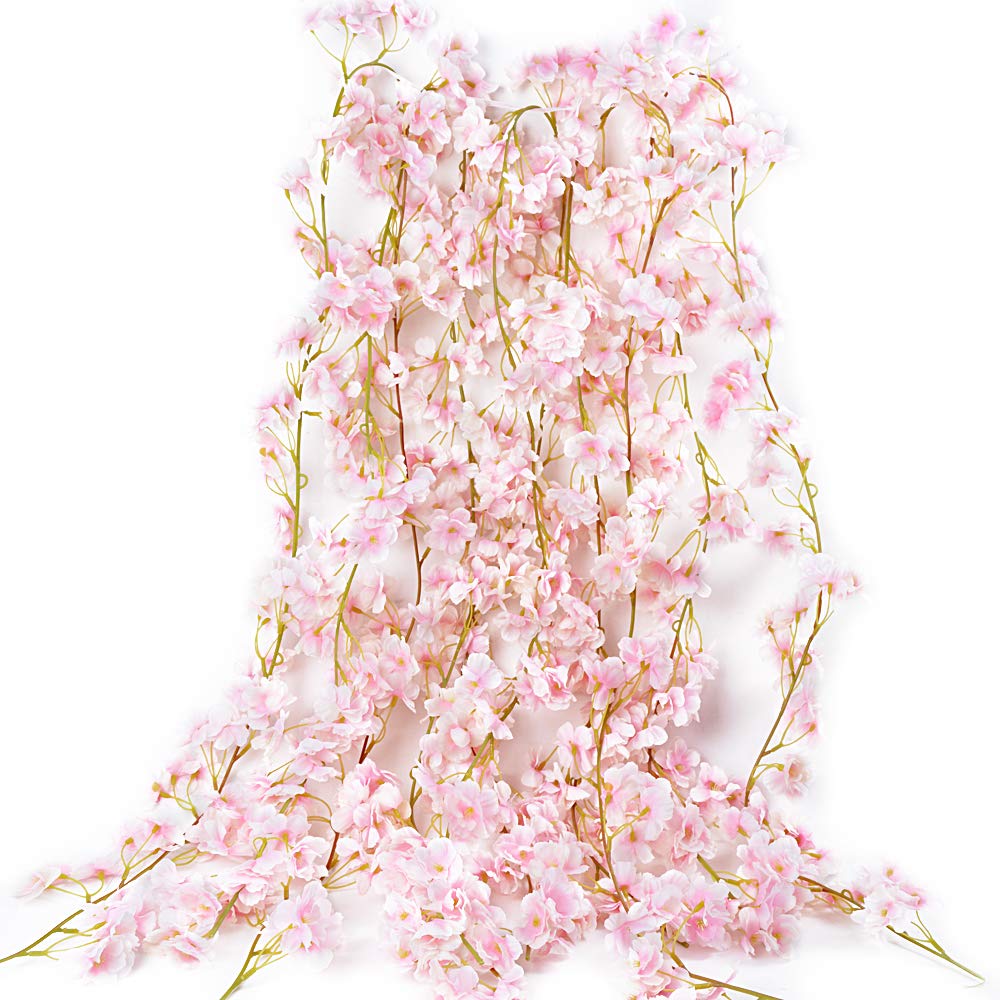 5 x 9m Artificial Cherry Blossom Garland Hanging for Wedding, Home, Garden, Mirror, Living Room, Pink