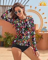 WOWENY Women Rash Guard Long Sleeve Swim Shirts UPF