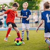 APOMOONS Inflatable Rainbow Soccer Ball 9 Inch PVC Neon Football with Hand Pump view 4