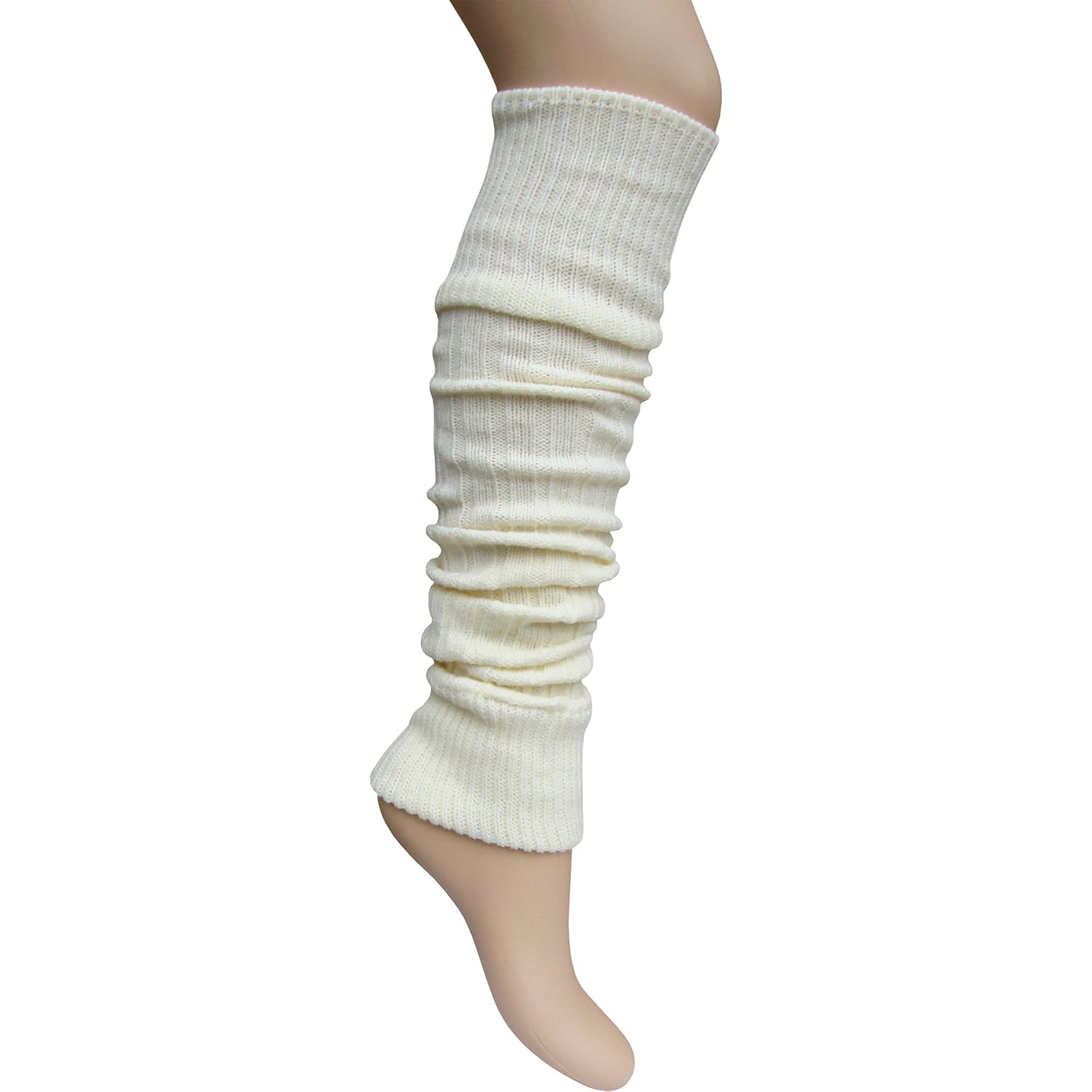 Women's Chunky Knit Long Length 60cm Cream Leg Warmers Amazon.co.uk