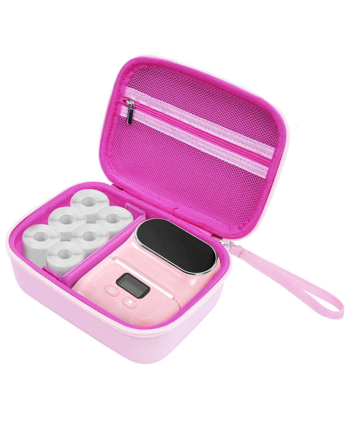 Photo 1 of **THIS IS CASE ONLY**UCEC Label Maker Case Compatible with Phomemo M110 M220 T02 M02, for Niimbot Label Maker, for SUPVAN T50M Pro, for Memoking T02 — Hard EVA Storage Organizer for Niimbot B1 B21(Pink, 7.1''x5.1'x3.2'')