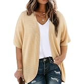 Eytino Womens Plus Size Cardigan Casual Short Sleeve Waffle Knit Kimono Open Front Tops(1X-5X)