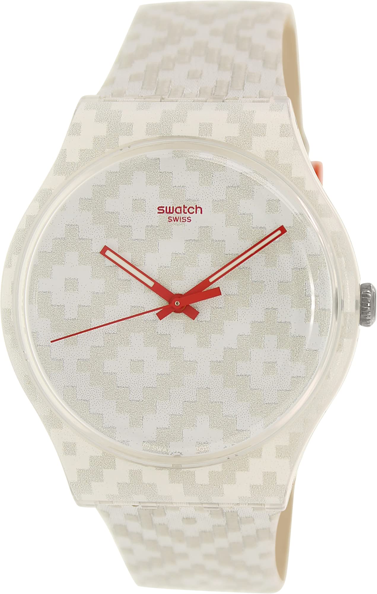 Swatch Flying Carpet Pattern Beige Leather Unisex Watch SUOW109