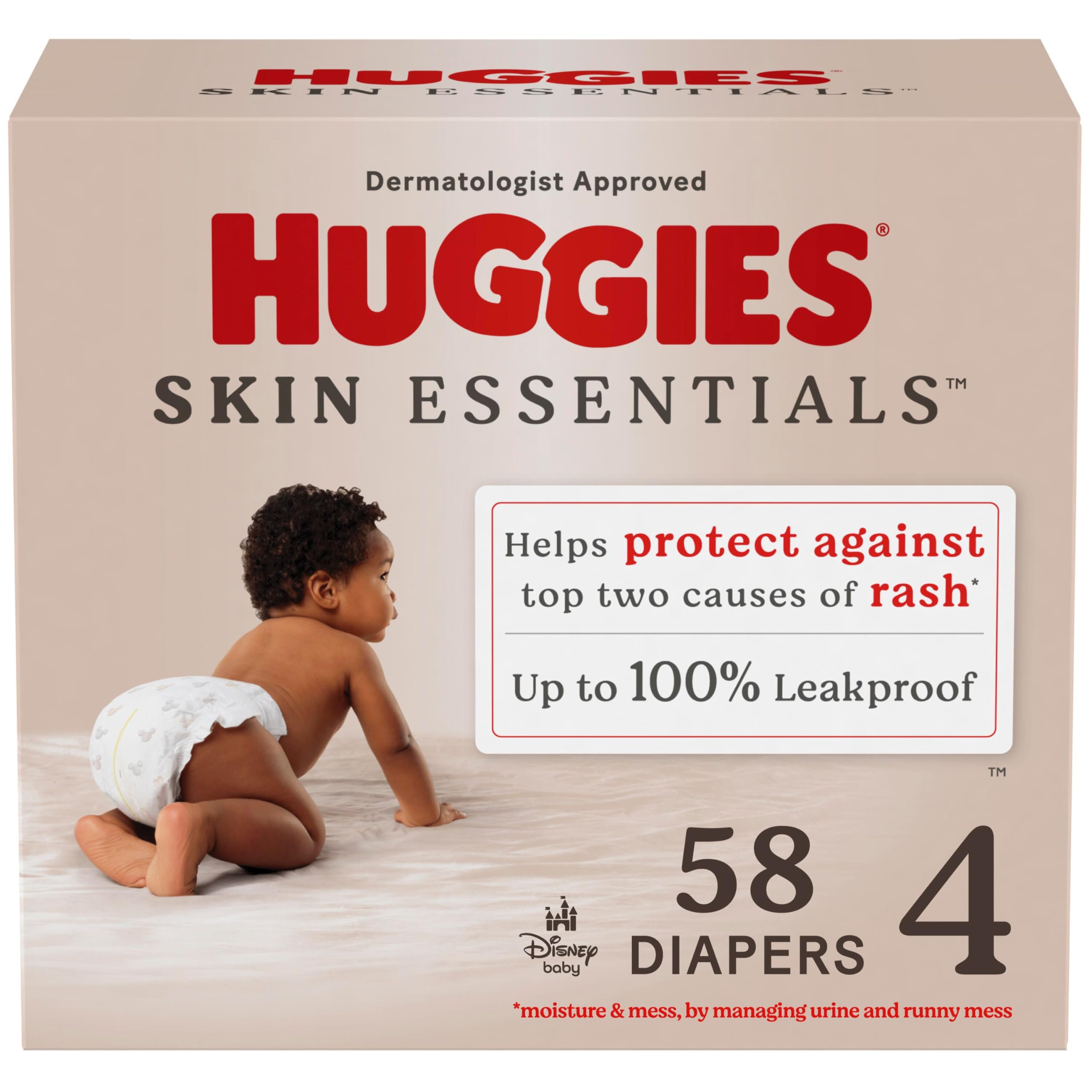 Photo 1 of Huggies Size 4 Diapers, Skin Essentials Baby Diapers, Size 4 (22-37 lbs), 58 Count