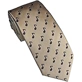 Maker V Khaki Music Note Necktie - Music Notes Tie - Men's Musician & Teacher Gift