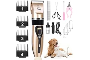 HappyYILIDA Dog Clippers for Grooming, Low Noise, Electric Quiet, Adjustable Clipper Comb for Dog Grooming Kit, cat Supplies Pet Hair Clippers Grooming kit for Dogs at Home
