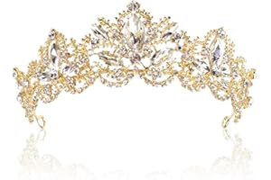 Exacoo Gold Tiara Wedding Tiaras and Crowns for Women,Rhinestone Queen Women Princess Crown Birthday Headbands Prom Bridal Party Halloween Costume Christmas Gifts
