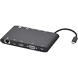 Amazon Basics Aluminum Type-C Docking with Mini DisplayPort, HDMI, VGA, 3 USB-A, Ethernet, SD/TF Card Reader, Audio, and Type