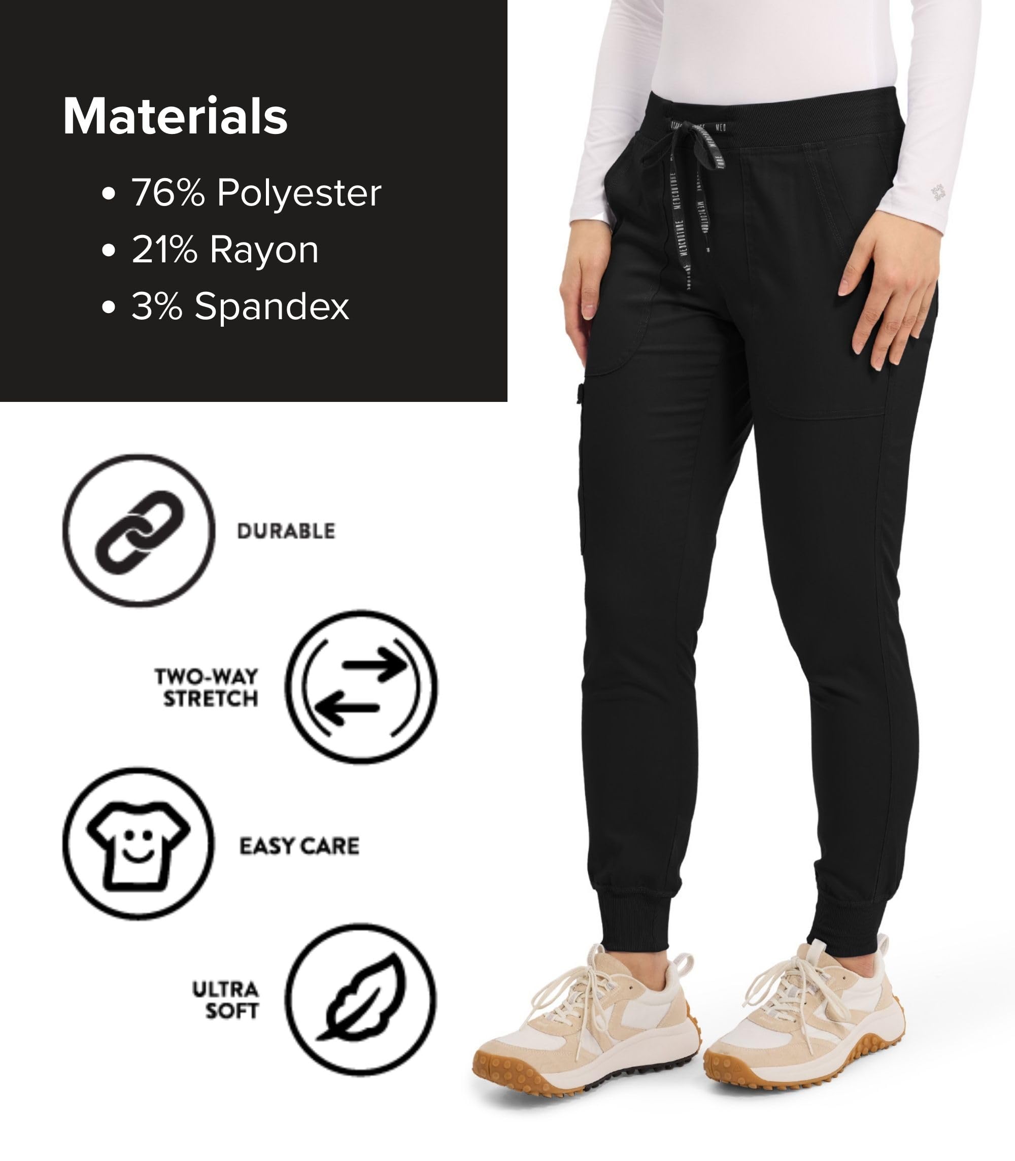 Med Couture Scrub Pants For Women Cargo Jogger Bottoms with 5 Pockets, Lightweight, Ultra Soft, 2-Way Stretch Fabric - MC7710