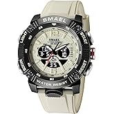 MASTOP Men's Large Face Watches 5ATM Outdoor Sports Military Digital Transparent Watch Multi Function Water Resistant Backlight Alarm Stopwatch LED Rugged Wristwatch for Training Hiking