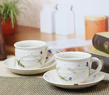 Amazon 信楽焼 夫婦 珈琲カップ ペア むさしの 赤 青 コーヒー