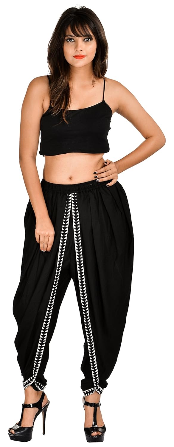khazana basics women's rayon dhoti pant (jtdh32, black)