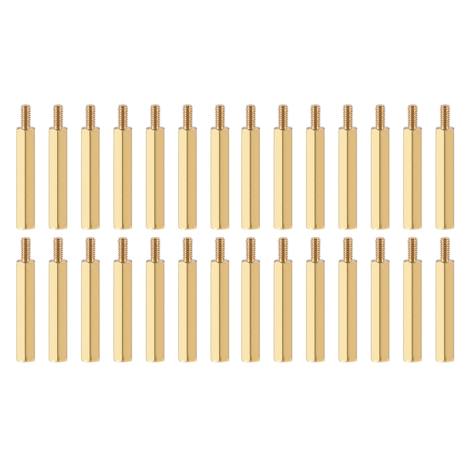 YOKIVE 20 Pcs M2.5 Standoff Screws, Brass Hex PCB Standoffs, Keep Height Consistent, Great for Motherboard (Gold Tone, 30mm+6mm)