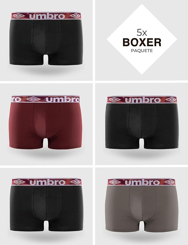 Cuecas íntimas masculinas de algodão liso da umbro (pacote com 5)