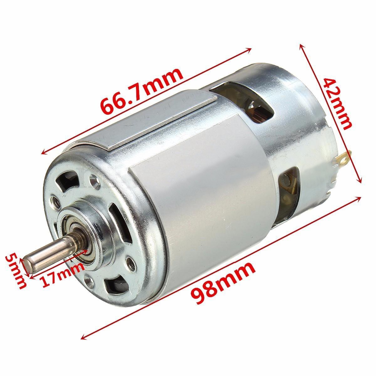 Qianson DC 775 Motor 12V-36V 24V 3500-9000RPM 775 Motor Ball Bearing Large Torque High Power Low Noise DC Motor for Electrical Tools: Industrial & Scientific