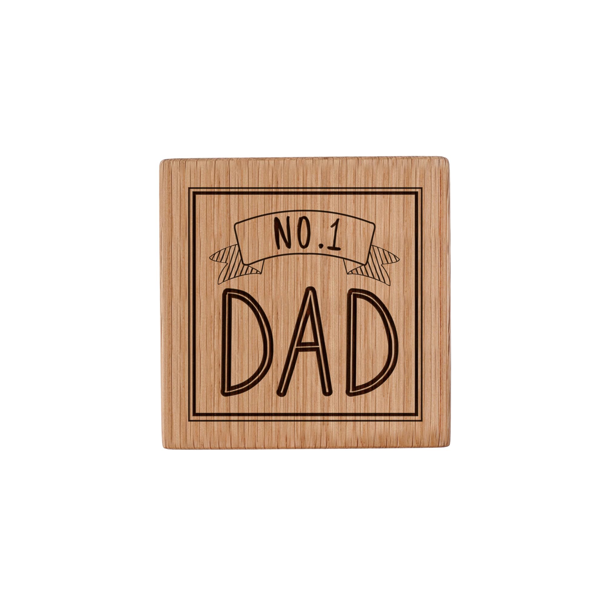 CGB Giftware | Loft 'No. 1 Dad' Square Oak Coaster | Father's Day | Humour Gift Novelty | Gift For Him | GB08111