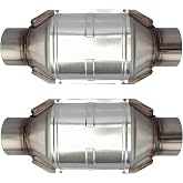 MAYASAF【2 pack】3" Inlet/Outlet Universal Catalytic Converter, 14" Overall Length, w/o O2 Port (EPA Compliant)