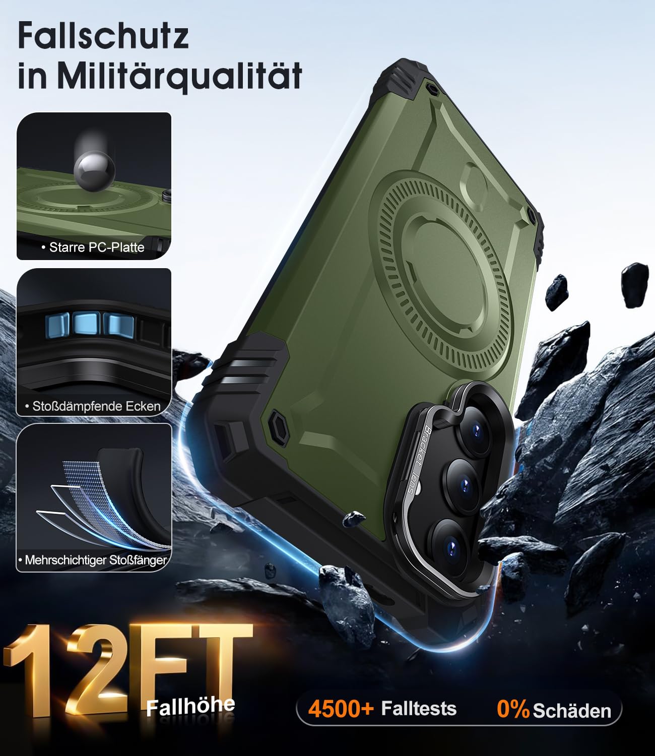 AOUIA Samsung Galaxy S24/S25 Hülle mit MagSafe Kompatibilität, Eingebauter Ständer und Militärischer Schutz - Magnetische Handyhülle in Rot 5