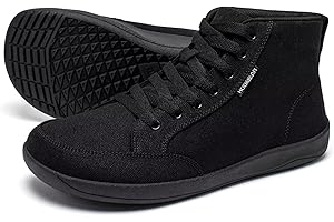 HOBIBEAR Unisex Barefoot Shoes | Wide Toe Box | High Top Canvas | Comfortable Trail Running Sneaker