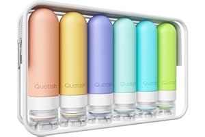 Quatish Travel Size Bottles 6 Pack, Original Patented 3 oz TSA Approved Travel Containers for Toiletries, BPA Free Silicone T