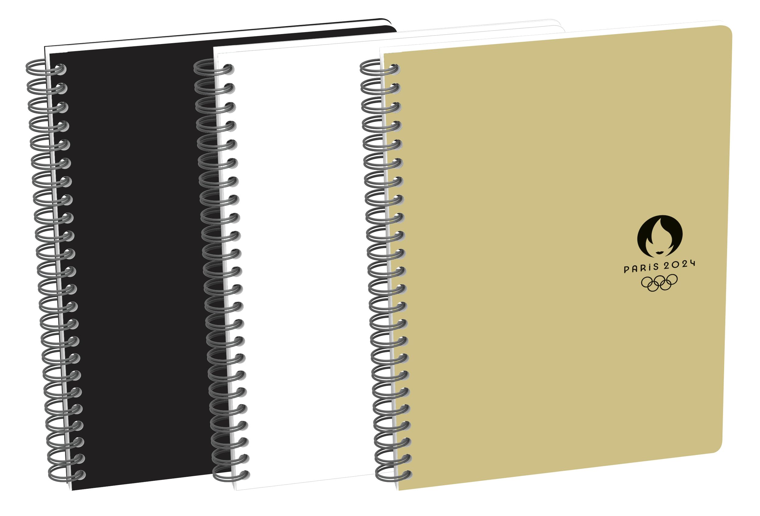 Paris 2024 Pack of 5 A5 Ruled Notebooks 7 mm 180 Pages 90g Full Binding Card Cover Assorted Colours