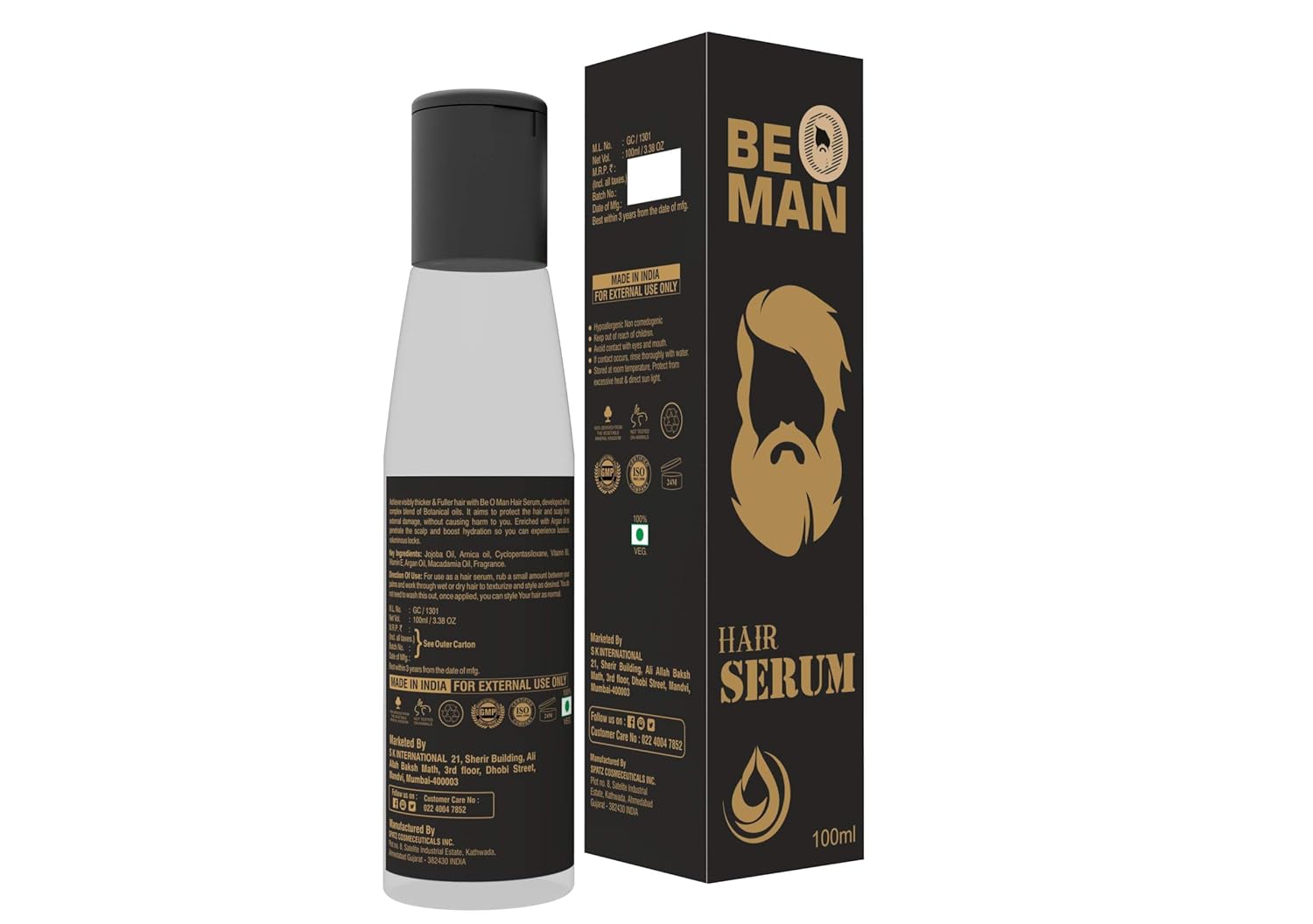 Buy Be O Man Hair Serum 100 Ml Conditions Hydrates And
