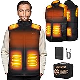 VQNV Men's Heated Vest with 10000mAh Battery,Smart Buttons Men Lightweight Heated Vest for Skiing, Hunting,Outdoor Camping