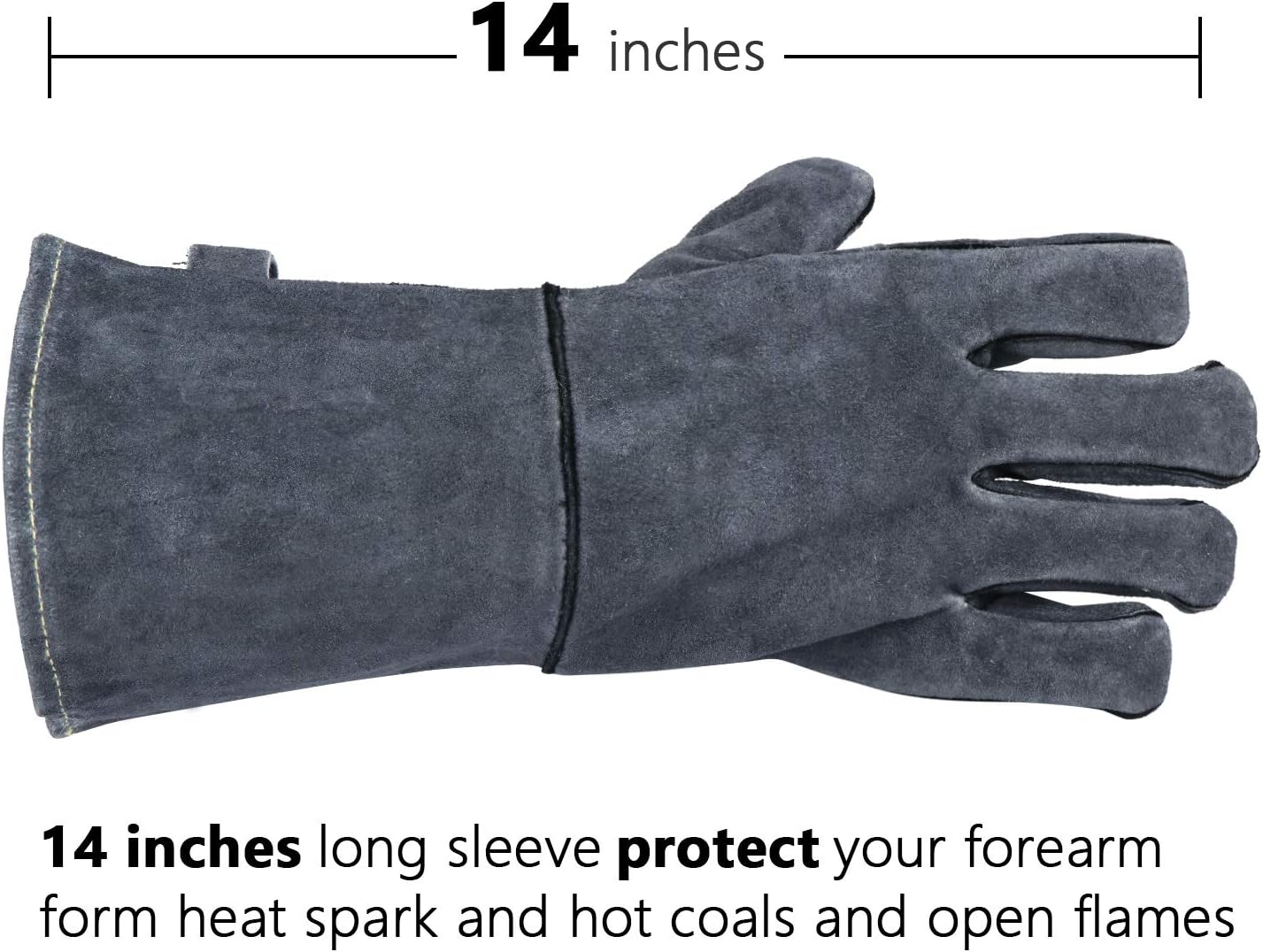 932°F Leather Heat Resistant Welding Gloves Grill BBQ Glove with