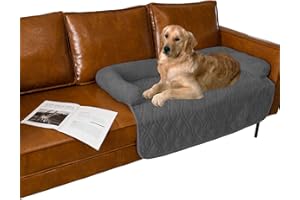 Ameritex Pet Dog Bed Coral Fleece Furniture Cover with Anti-Slip Back Suitable for Bed and Sofa Super Soft (Large-46 x30, Grey)