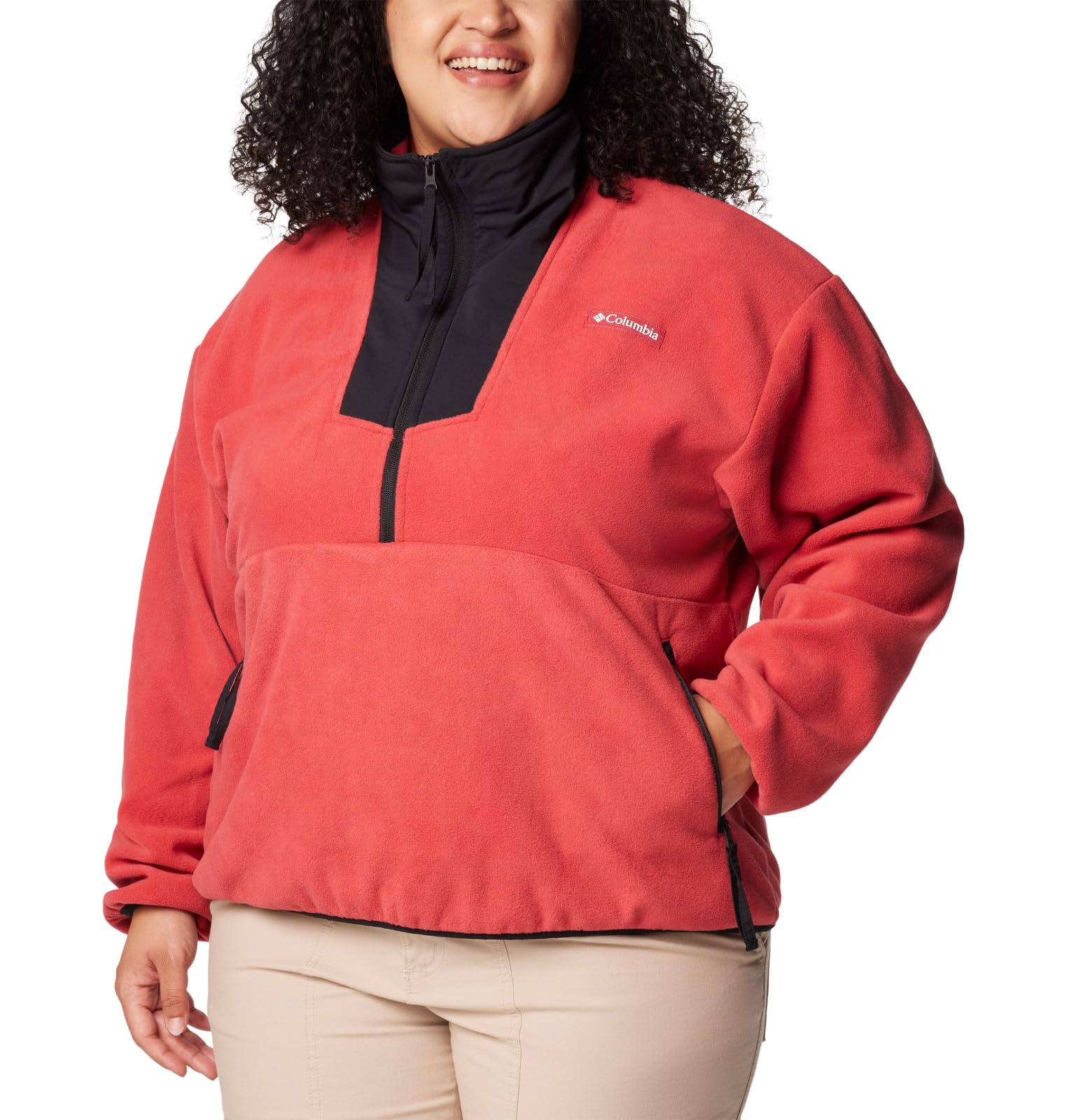 Columbia Women’s Sequoia Grove Half Zip Fleece, Daredevil/Black, Large
