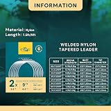 SF Welded Tapered Leader Fly Fishing 9ft 6 Pack 2X Loop Nylon view 2