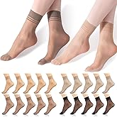 bropapa 20 Pairs Women's Ankle Sheer Nylon Socks Summer Thin Soft Tight Hosiery Reinforced Toe Stylish Socks