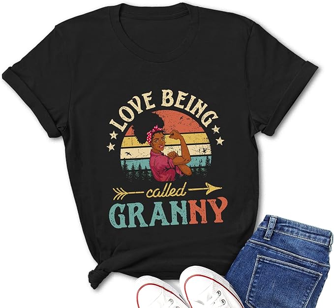 Love Being Called Granny Shirt for Women Mothers Day Grandma Vintage Style T-Shirt at Amazon 