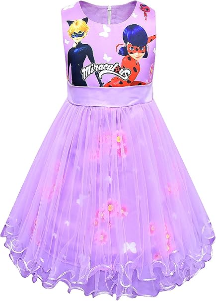 New Front Vestido De Princesa Disfraz Ladybug Y Cat Noir Nina Sin Mangas Tul Bowknot Fiesta Boda Navidad Cosplay Carnaval Cumpleanos Flores Impresion Vestido Verano Festivo Regalo 3 10 Anos Amazon Es Ropa Y