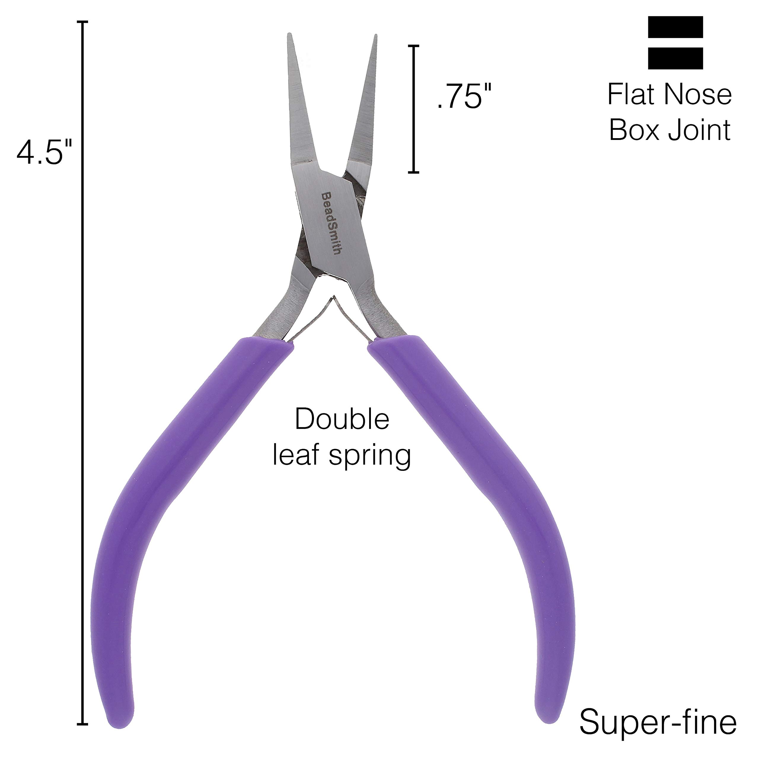 The Beadsmith Flat Nose Pliers – 4.5 inches (114mm) – Purple Vinyl Grip Handle with Double Leaf Springs – Jewelry Making Tool for Creating Bracelets, Earrings and Necklaces