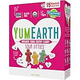 YumEarth Valentine Organic Sour Littles Chewy Candy - Allergy Friendly (Top 9 Free), No Artificial Dyes, Non GMO, Gluten Free, Vegan Candy Snacks - 15 Count (1, 7.5 Ounce)
