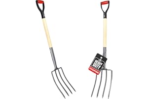 2WAYZ Pitchfork for Gardening - Heavy-Duty Broad Garden Fork - Stainless Border Digging Fork - Wood and Steel Pitch Fork- Durable, Rugged, Professional Quality Tool - 40.6 x 7.1 inch (Black and Red)