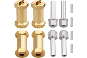 GoHobby RC Hex Hub 12mm Brass Wheels Hex Hubs Extension Hex Drive Adapter Spacers for 1/10 RC Crawler Axial SCX10 90046 D90, 4-Pack (25mm)