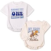 KOLNAMDINH My First Rodeo Baby Boy Outfit, Western Cowboy 2-Pack Romper Set, Long Sleeve Bodysuit for Outfit Boys