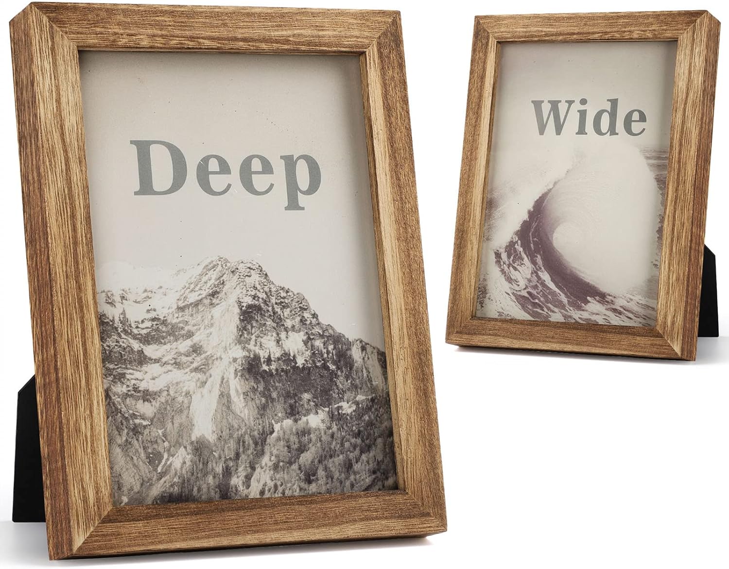 Photo Albums, Frames & Accessories - Emfogo 5x7 Picture Frame, Pack of 2 Rustic Picture Frames 5x7 with Real Glass, Solid Wood 5x7 Photo Frame for Table Top Display or Wall Mounted (Carbonized Brown)