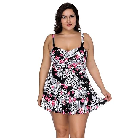 Lover-Beauty Damen Tankini Set Große Größen Badebekleidung Bauchweg Push up Bademode