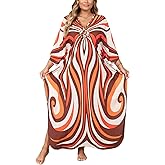 ELSCIRW Kaftan Dresses for Women Plus Size V-Neck Batwing Sleeve Beach Cover Up Flowy Summer Maxi Dress