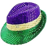 Zhzrche Sequin Fedora for Men, Fun Hats for mardi gras Parties and Festivals Pride Accessories Costume Birthdays.