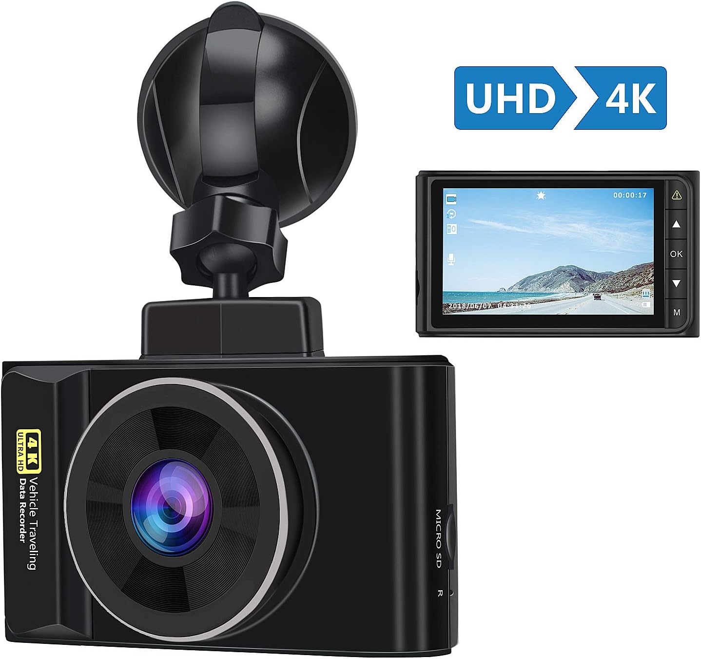 AWESAFE 4K Dash Cam with GPS UHD 2160P 3 Inch LCD Screen 170 Degrees Wide Angle Dash Camera with G Sensor,Motion Detection,Night Vision