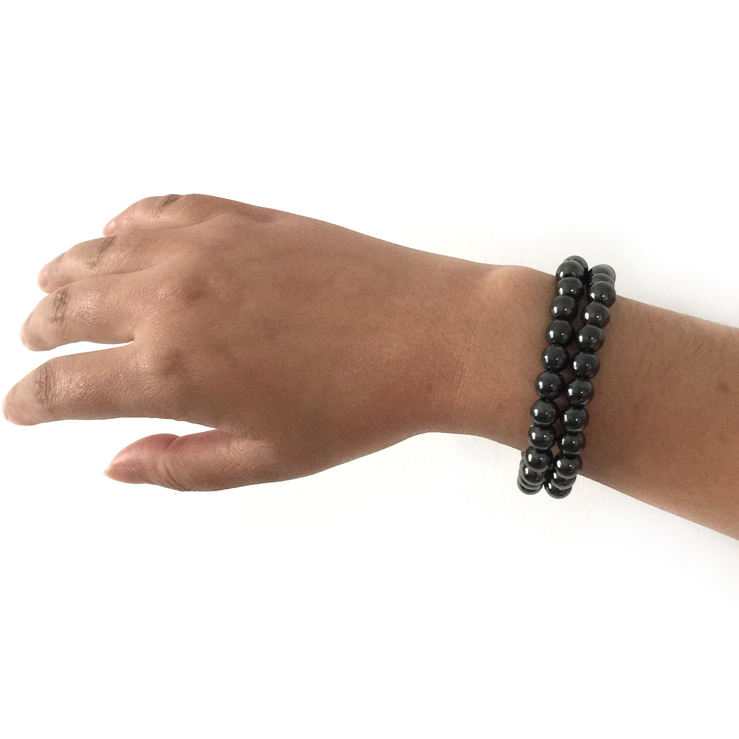 2pcs/Set Magnetic Hematite Therapy Beads Bracelets Black Gallstone Bracelet Handmade for Women Men Kids Bracelets Birthday Parent Party Gifts