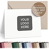 Personalized Logo Stationery, Your Brand, Your Style, Customized Business Cards Business Correspondence, Professional Note Cards & Envelopes, 4.25 x 5.5 or 5x7 inches Card Set - Your Logo FOLDED Cards
